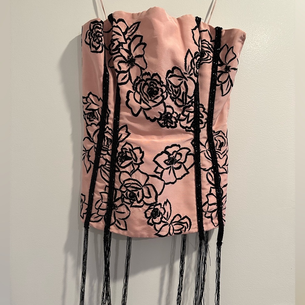 NWT Carmen Marc Valvo Pink Embellished Top